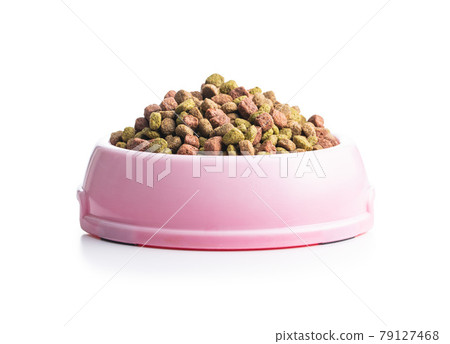 Dry kibble animal food. Dried food for cats or dogs. 79127468