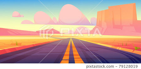 Road in desert scenery landscape with rocks, way 79128019