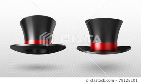 Magician top hat, black vintage cylinder cap. Magician top hat, black vintage cylinder cap. 79128101