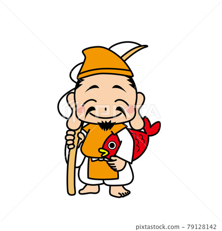 Cute Ebisu illustration white background Seven Lucky Gods clip art Cute Ebisu illustration white background Seven Lucky Gods clip art 79128142