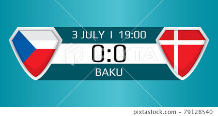 Czech Republic vs Denmark soccer vector. Match score and venue of national football teams 79128540