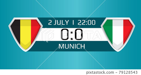 Belgium vs Italy soccer vector. Match score and venue of national football teams 79128543
