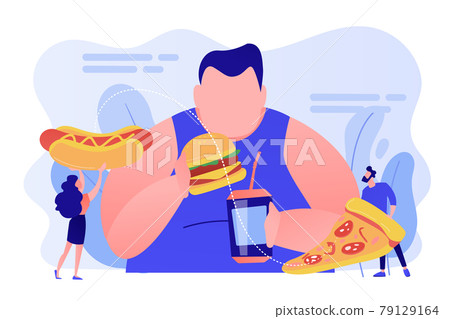 Overeating addiction concept vector illustration. 79129164