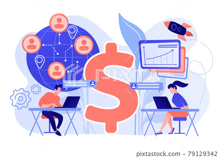Virtual sales concept vector illustration. Virtual sales concept vector illustration. 79129342