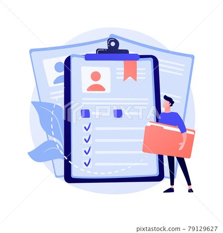 Employees CV, candidates resume vector concept metaphor. 79129627
