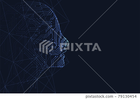 Artificial intelligence. Abstract geometric Human head outline with circuit board. Technology and engineering concept background. Vector illustration Artificial intelligence. Abstract geometric Human head outline with circuit board. Technology and engineering concept background. Vector illustration 79130454