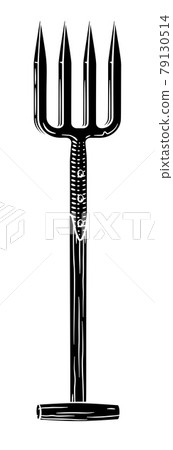 Garden Tool Gardening Fork Woodcut Vintage Style 79130514