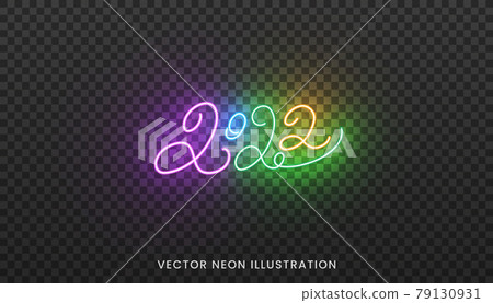 2022 neon numbers. Bright colorful script numbers for New Year 2022 79130931