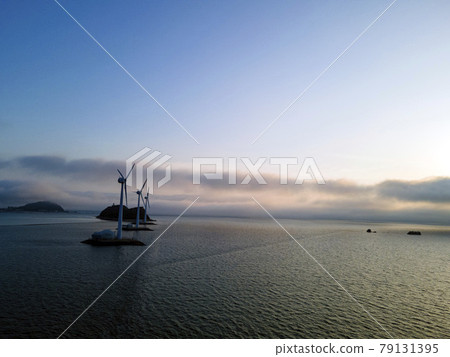 sunset clouds windmill 79131395