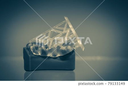 Human jaw printed on 3d printer of photopolymer. Human jaw printed on 3d printer of photopolymer. 79133149