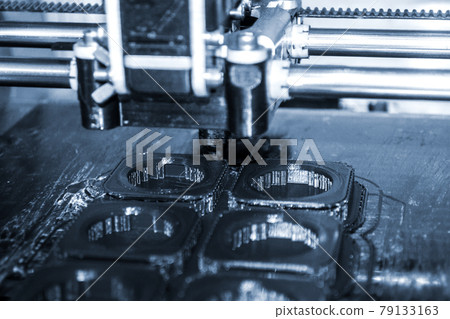 Modern 3D printer printing figure close-up. Automatic three dimensional 79133163