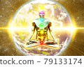 Yoga_Meditation_Zazen_014 覺醒啟蒙脈輪光地球空間背景 79133174
