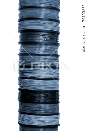 Filament wire for 3D printer close-up. Reels of filament wire for 3D printer. Filament wire for 3D printer close-up. Reels of filament wire for 3D printer. 79133223