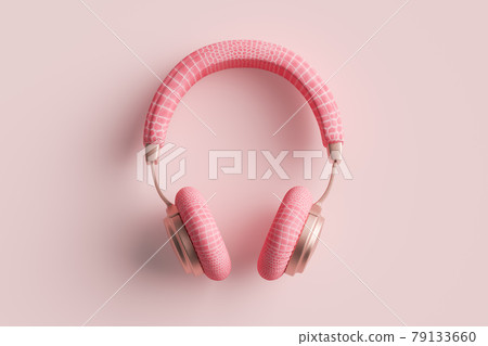 Pink headphones 3D illustration 79133660