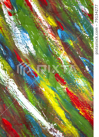 Many colorful bright colored paint lines drawn on canvas close-up. Many colorful bright colored paint lines drawn on canvas close-up. 79134277