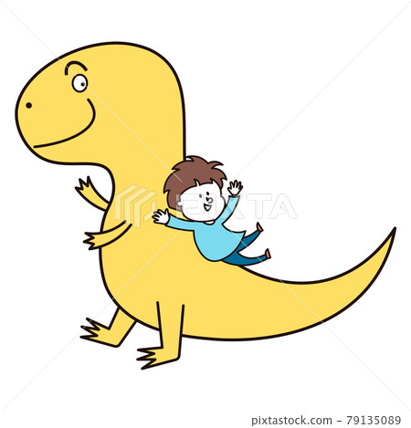 孩子們在恐龍背上玩耍 孩子們在恐龍背上玩耍 79135089