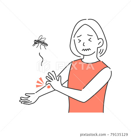 A woman who is worried about being bitten by insects 79135129