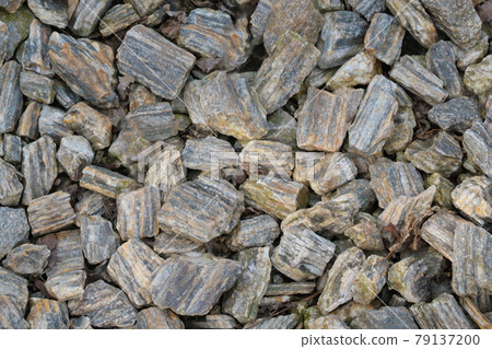 Top view of small pieces of rock on the ground. Background, texture of stone. Top view of small pieces of rock on the ground. Background, texture of stone. 79137200