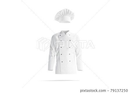 Blank white chef hat and jacket mockup, front view Blank white chef hat and jacket mockup, front view 79137250