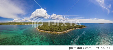 Panoramic drone picture of typical Croatian shore landscape taken near Rovinj 79138055