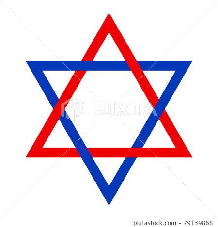 Red and blue Seal of Solomon. Attributed to King Solomon, from which it developed in Islamic and Jewish mysticism, and in Western occultism, depicted in hexagram shape. Predecessor of Star of David. Red and blue Seal of Solomon. Attributed to King Solomon, from which it developed in Islamic and Jewish mysticism, and in Western occultism, depicted in hexagram shape. Predecessor of Star of David. 79139868
