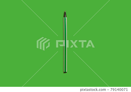green plastic pen on green back. office accesories 79140071