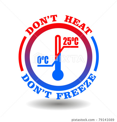 Vector circle of Temperature limitation sign with thermometer scale icon. Don't heat, don't freeze ISO symbol in round pictogram for product storage labeling Vector circle of Temperature limitation sign with thermometer scale icon. Don't heat, don't freeze ISO symbol in round pictogram for product storage labeling 79141089