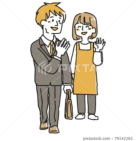 Housewife seeing off her husband 79142262