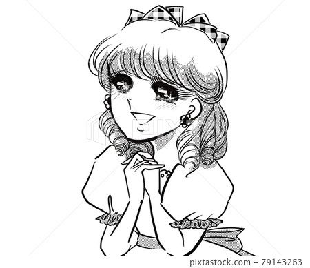70's Shojo Manga Blonde Vertical Roll A young lady in a cute dress flutters enchantedly 70's Shojo Manga Blonde Vertical Roll A young lady in a cute dress flutters enchantedly 79143263
