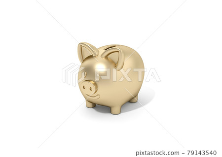 Golden piggy bank on white background for... - Stock Illustration ...
