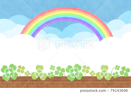 Cloud background rectangular rainbow and clover flowerbed watercolor style Cloud background rectangular rainbow and clover flowerbed watercolor style 79143696