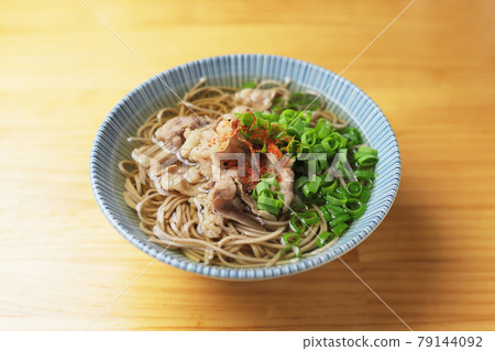 Shichimi pepper on meat soba Shichimi pepper on meat soba 79144092