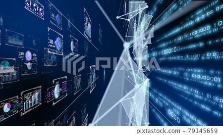 數字銷售，在家工作，遠程辦公，通過物聯網的大城市數字化背景圖像 79145659