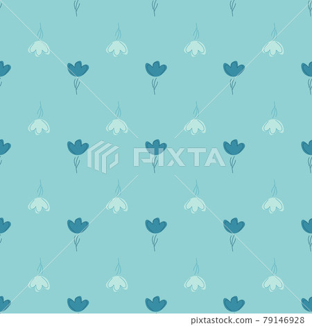 Blossom seamless pattern in blue colors with... - Stock Illustration ...
