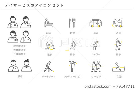 Simple icon set for day service, vector material 79147711