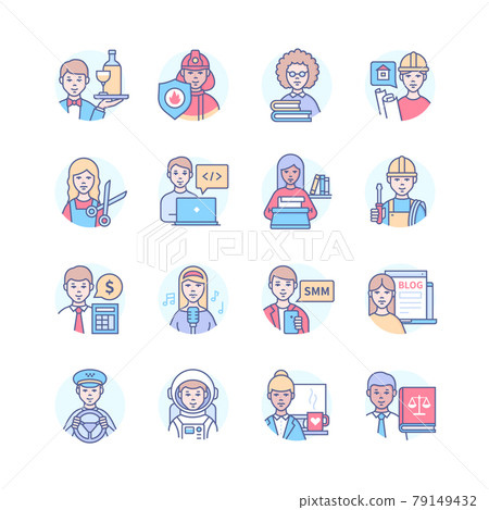 Professions - modern colorful line design style icons Professions - modern colorful line design style icons 79149432