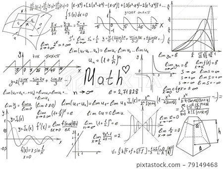 Mathematical formulas drawn by hand on a white chalkboard for the background. Vector illustration. Mathematical formulas drawn by hand on a white chalkboard for the background. Vector illustration. 79149468