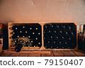 Wine cellar with wine bottles in wooden crates 79150407