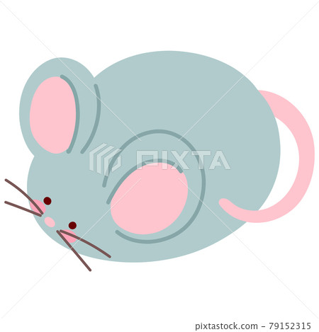Simple and cute round gray mouse illustration without main line Simple and cute round gray mouse illustration without main line 79152315