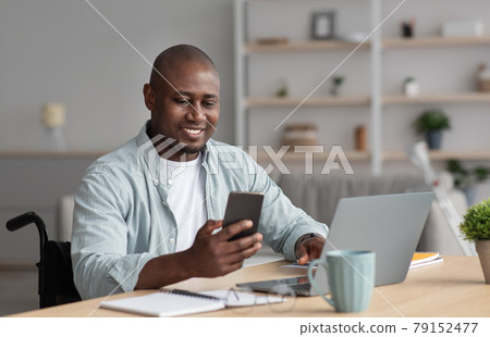 Work at home, remote office, workplace for disabled person and comfortable job 79152477