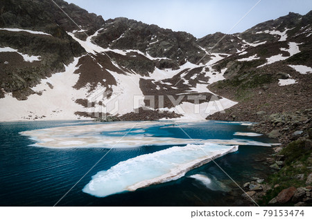 Mountain lake of Laroussa, in Stura Valley, Piedmont (Italy) 79153474