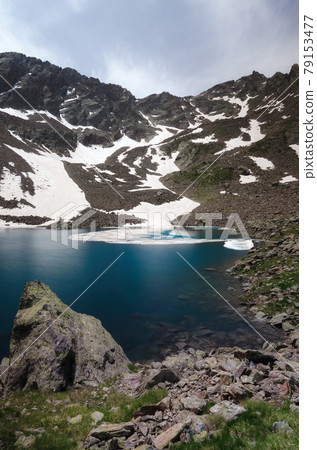 Mountain lake of Laroussa, in Stura Valley, Piedmont (Italy) 79153477