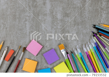 Student material of group art of various school supplies Student material of group art of various school supplies 79153532