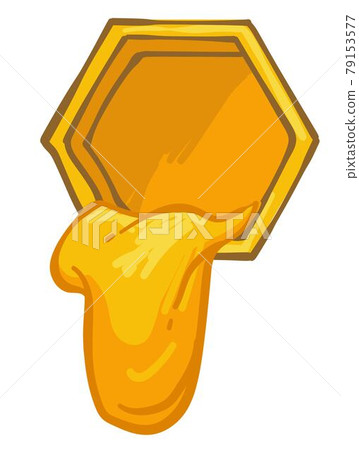 Organic honey dripping from hexagonal cell vector 79153577