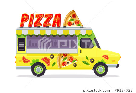 Pizza Food truck icon isolated on white 79154725