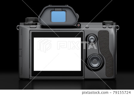 Concept of nonexistent DSLR camera isolated on a black background. Concept of nonexistent DSLR camera isolated on a black background. 79155724