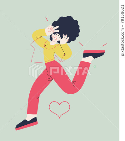 Happiness - happy people jumping in the air cheerfully 79158021