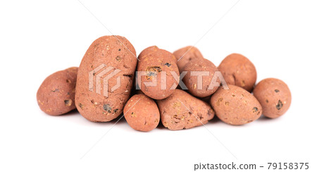 Expanded clay drainage isolated on white background. Whole brown clay pebbles. 79158375
