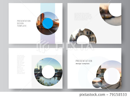 Vector layout of the presentation slides design business templates, multipurpose template for presentation brochure, cover. Background template with rounds, circles for IT, technology. Minimal style. Vector layout of the presentation slides design business templates, multipurpose template for presentation brochure, cover. Background template with rounds, circles for IT, technology. Minimal style. 79158533