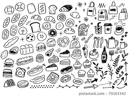 為麵包店設置的手繪圖標 79163342